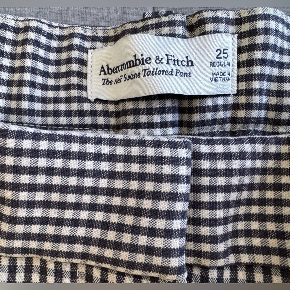 NWOT Abercrombie Sloane High Rise Wide Leg Tailored Pant, Gingham, Size 25 Reg - Picture 14 of 15